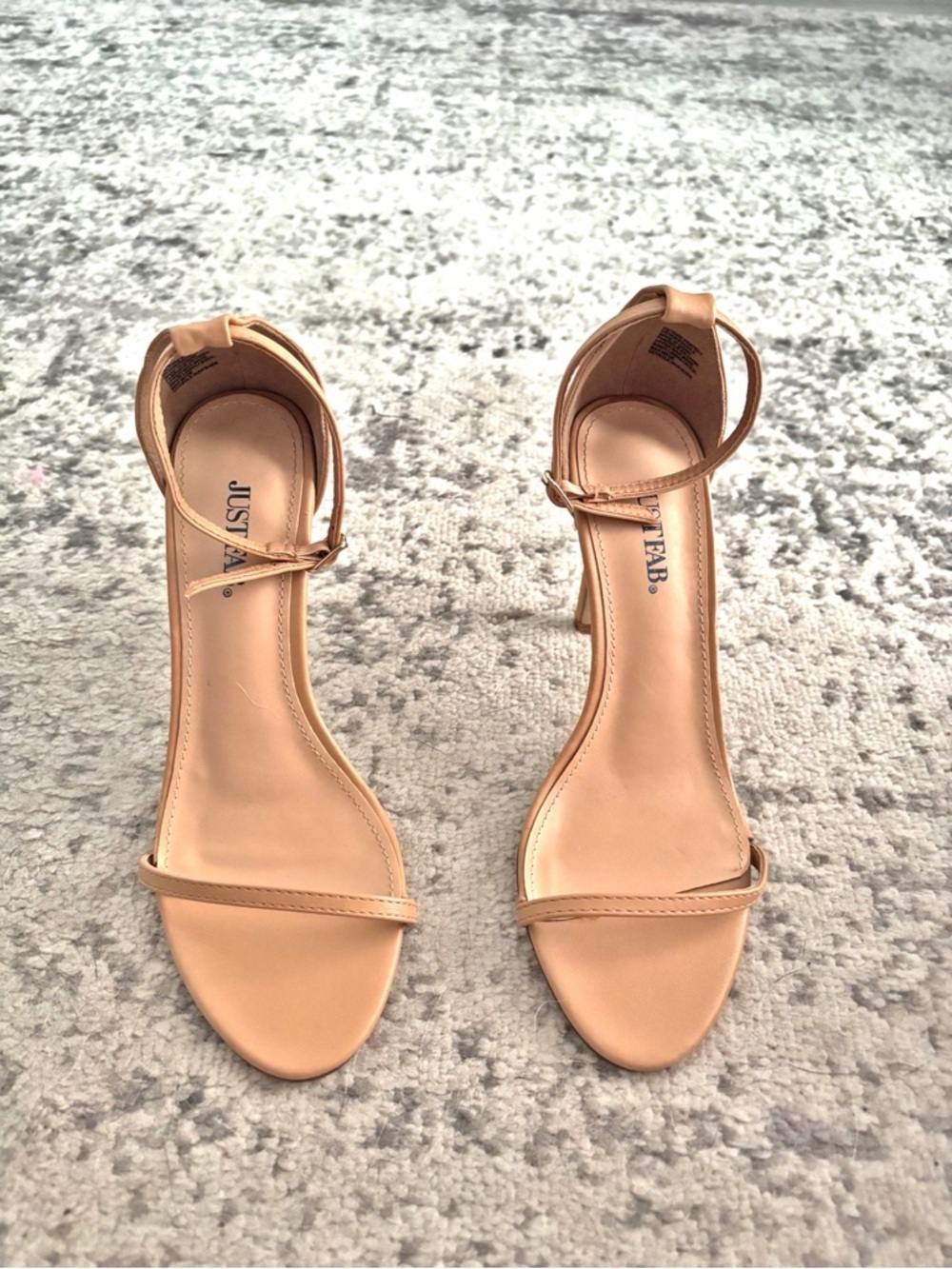 JustFab Beige Ankle-Strap Stiletto Sandals - Picture 2 of 4